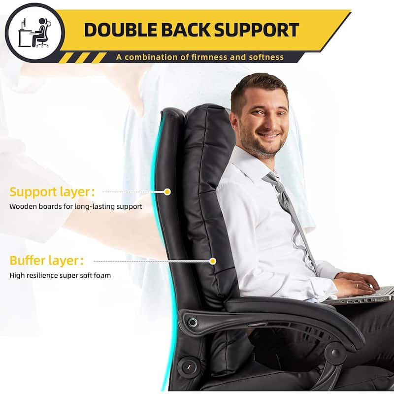 Massage Office Chair with Heat, Ergonomic Reclining Desk Chair with Footrest, Lumbar Support, Adjustable Arms