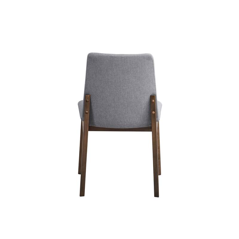 Kaela Light Gray Fabric & Walnut Finish Side Chair(Set of 2)