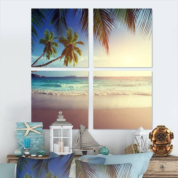 Designart "Typical Sunset on Seychelles Beach" Sea & Shore Canvas Wall ...