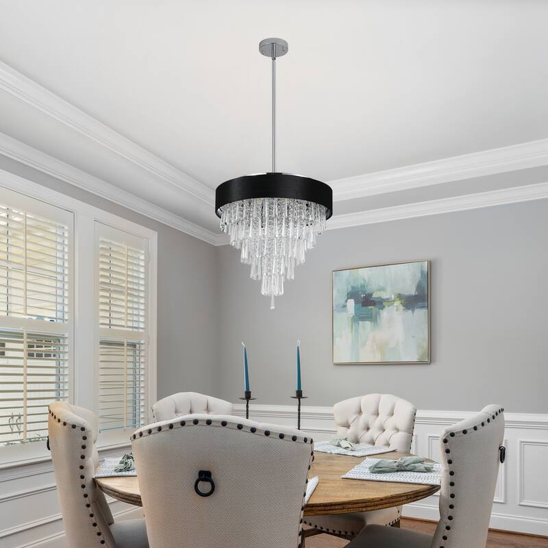 Modern Crystal Chandeliers, Round Chandelier for Dining Room,Luxury Ceiling Pendant Light Fixture for Living Room Bedroom Foyer