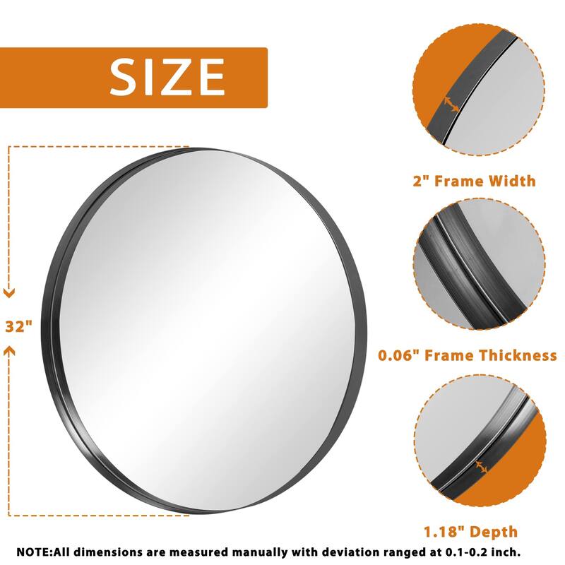32 inch Round Mirror Circle Mirrors for Wall, Gold Bathroom Mirror for