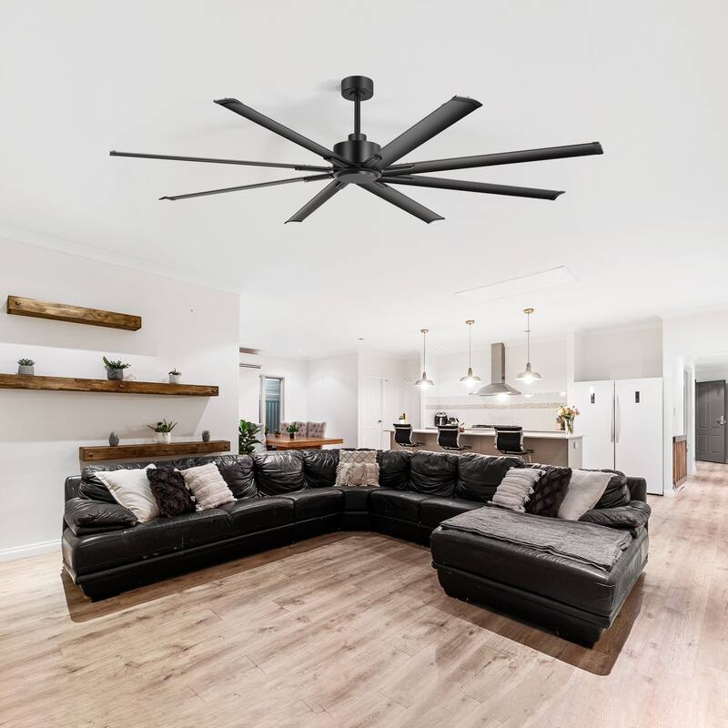 Large 72"/84"/96"/120" Black Ceiling Fan with Remote without Light-6/8 Aluminum Blades