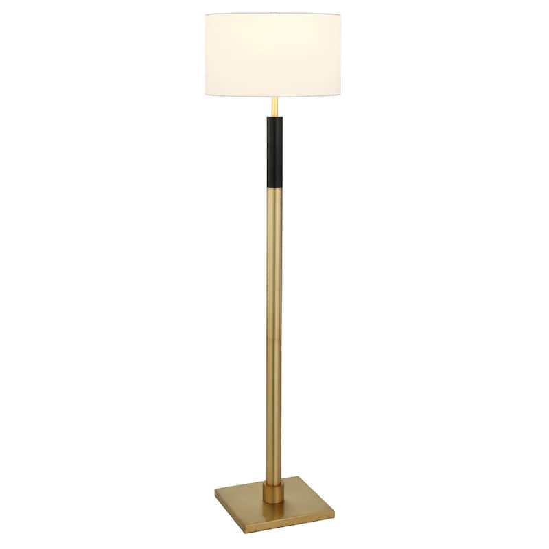 Modern Black Floor Lamp with White Drum Shade 62" Metal Pole Lamp for Living Room or Bedroom - 62.32" H x 16" W x 16" D