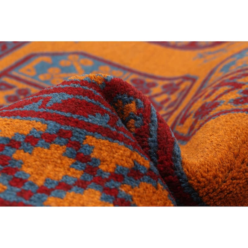 ECARPETGALLERY Hand-knotted Afghan Burnt Orange Wool Rug - 3'4 x 4'11