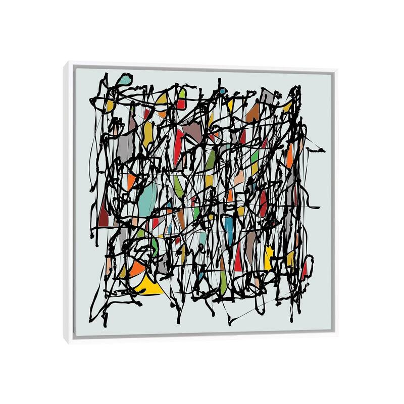 iCanvas "Pollock Wink II" by Angel Estevez Framed Canvas Print - White - 26x26
