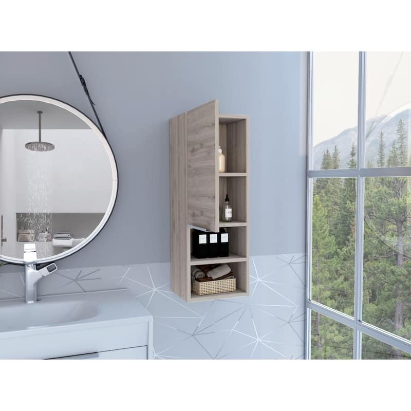 TUHOME Mila Wall-Mounted Bathroom Medicine Cabinet with Open & Closed Storage