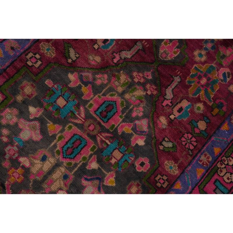 Hand Knotted Oriental 100% Wool Carpet Traditional Geometric Pink Ardebil Runner Rug - 10' 6'' X 3' 0''