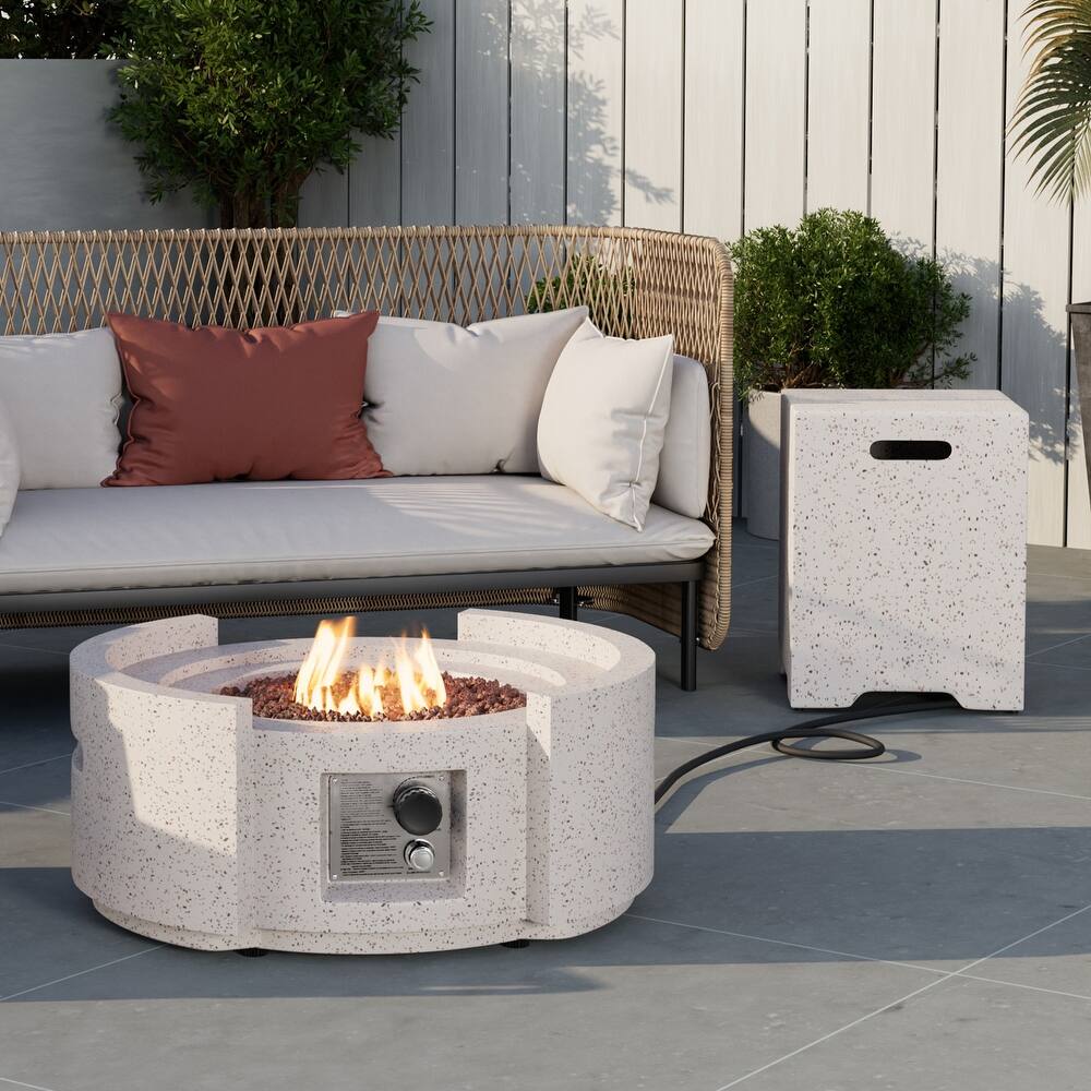 COSIEST 28''Outdoor Propane 40,000 BTU Fire Pit w Wind Glass and Tank