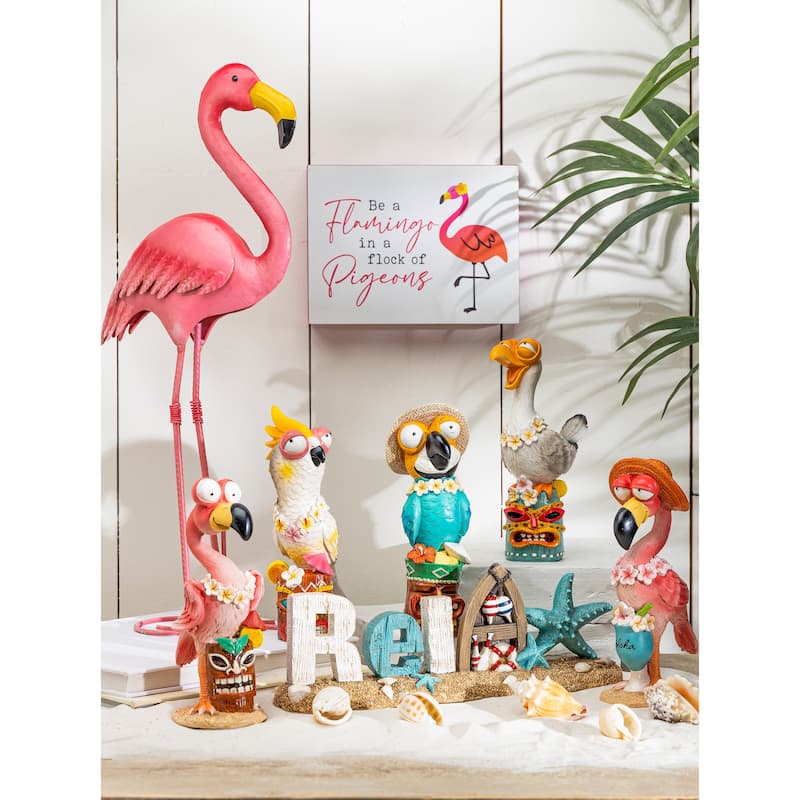 19.8 in Metal Flamingo Figurine Set of 2