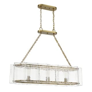 Warm Brass Three Light Linear Chandelier from the Genry Collection