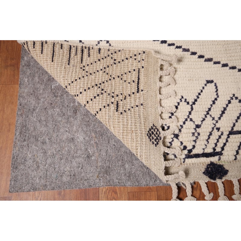 Trellis Moroccan Oriental Area Rug Handmade Geometric Wool Carpet - 9'0"x 12'5"