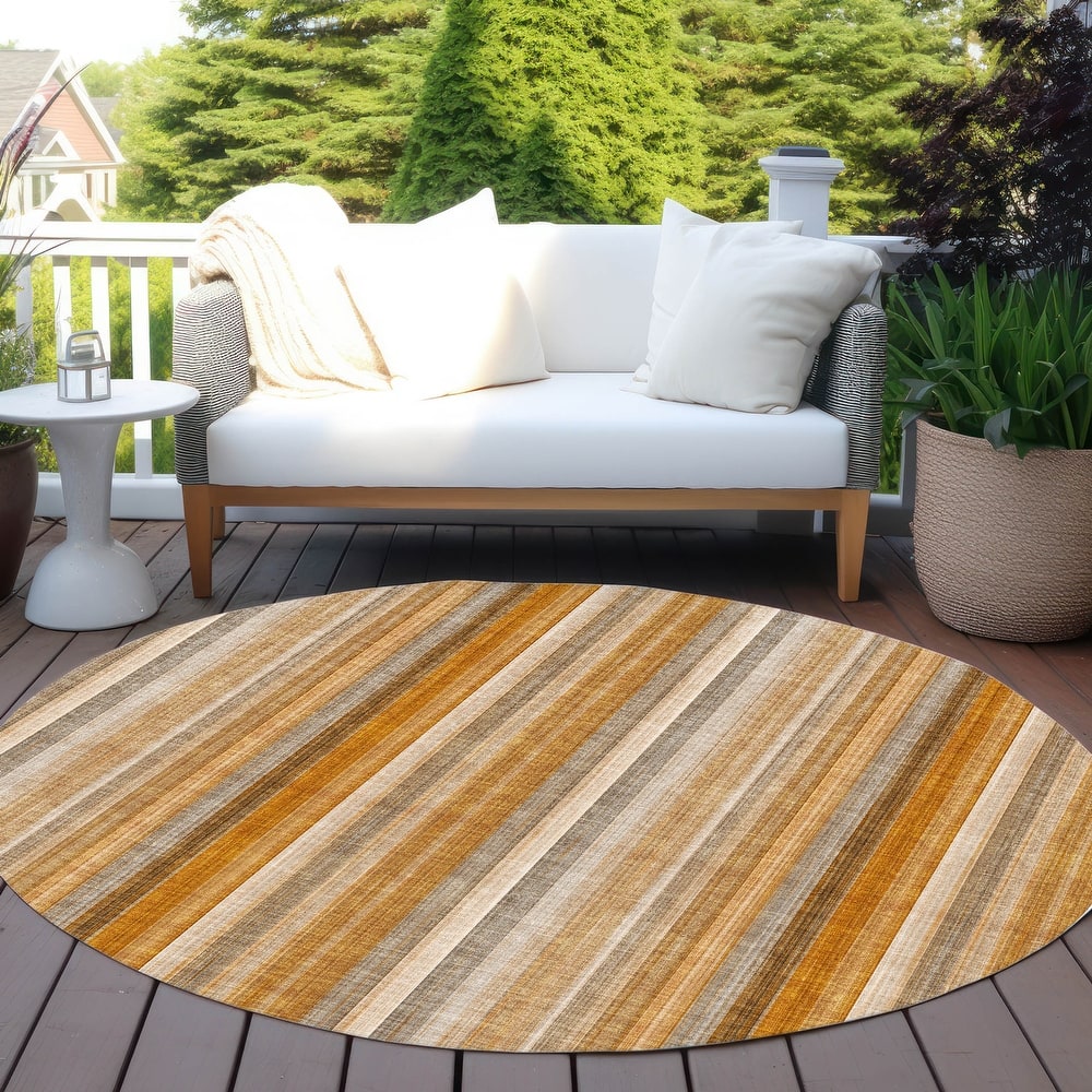 Machine Washable Indoor/ Outdoor Striped Chantille Rug