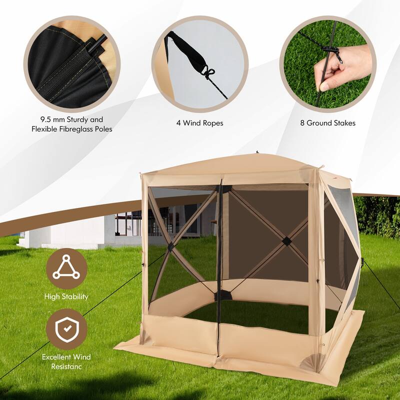 Costway 6.7 FT x 6.7 FT 4-Panel Pop up Camping Gazebo Quick-Set with 2 - See Details