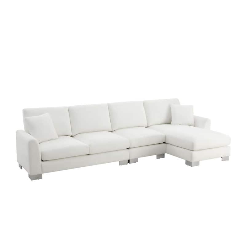 119" Modern Four-Seat L-Shaped Sofa with Two Pillows