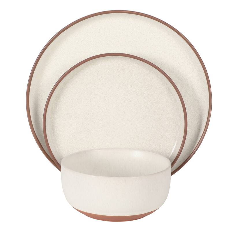 Gibson Elite Abbey Circle 12 Piece (Service for 4) Reactive Matte Glaze Dishes Stoneware Ceramic Dinnerware Set