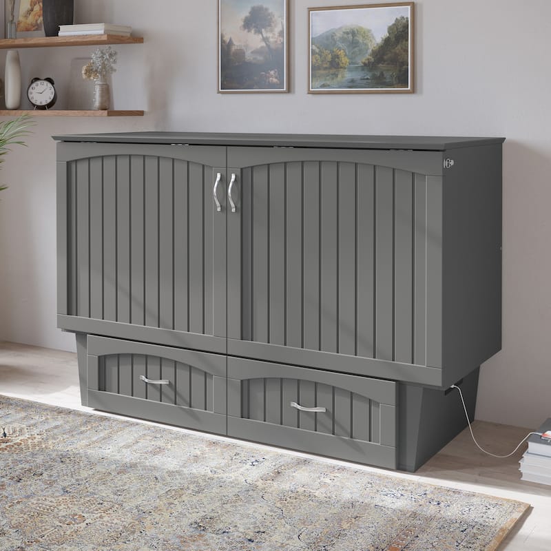 Nantucket Murphy Bed Chest with Mattress and Built-in Charging Station