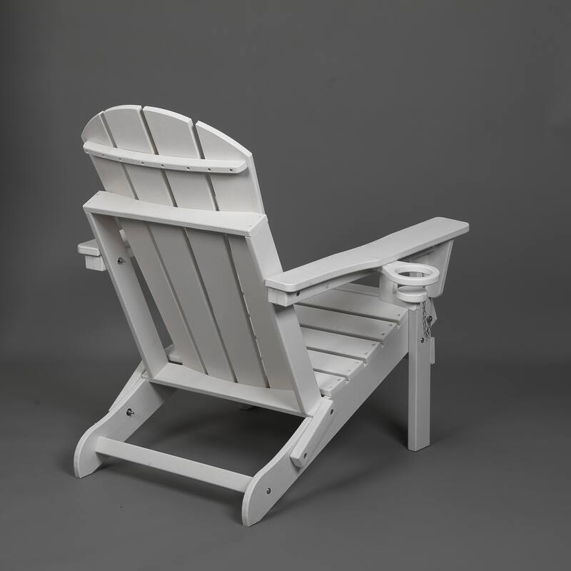 HDPE Folding Adirondack Chair with Dual Cup Holder - Composite Adirondack Chair with Wood Texture