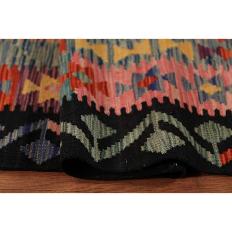 Trellis Kilim Oriental Area Rug Hand-Woven Reversible Wool Carpet - 9'11"x 12'8"