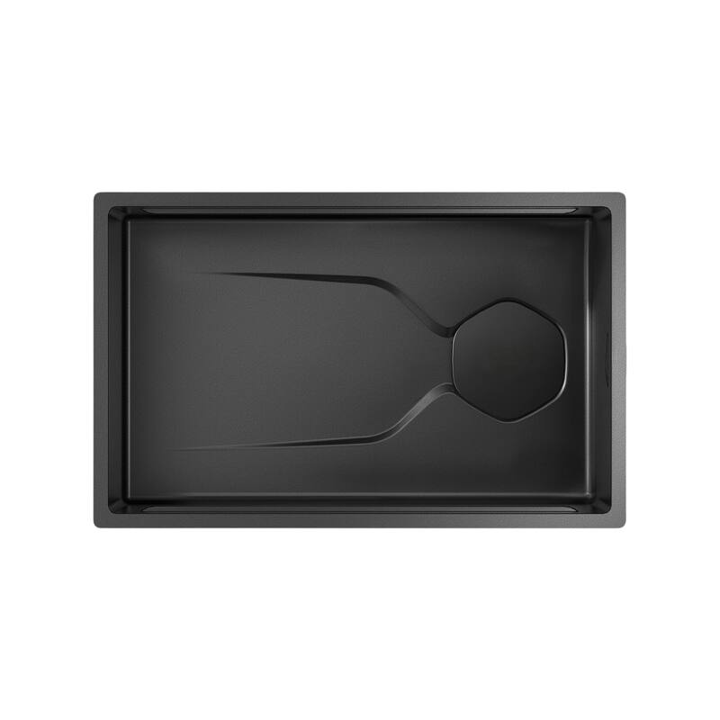 HomeRoots 9" X 30" Black Stainless Steel Undermount Kitchen Sink - 29.50 in. x 8.80 in. x 17.00 in.