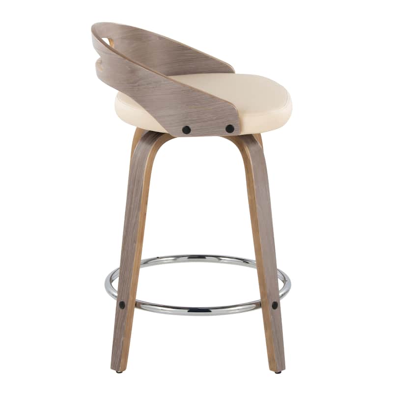 Carson Carrington Sadie 24" Fixed-Height Counter Stool with Bent Wood Legs & Round Footrest (Set of 2)