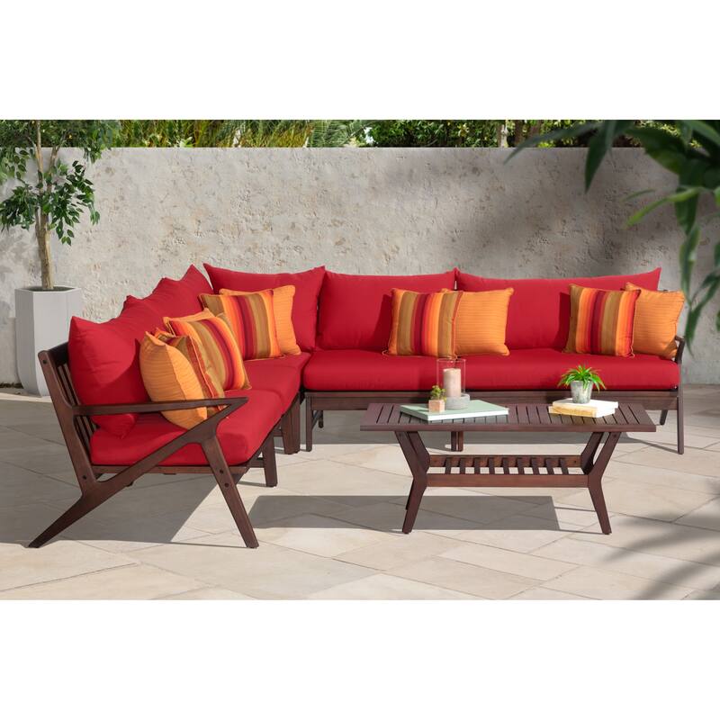 Vaughn 6 Piece Sunbrella Outdoor Patio Sectional with Table