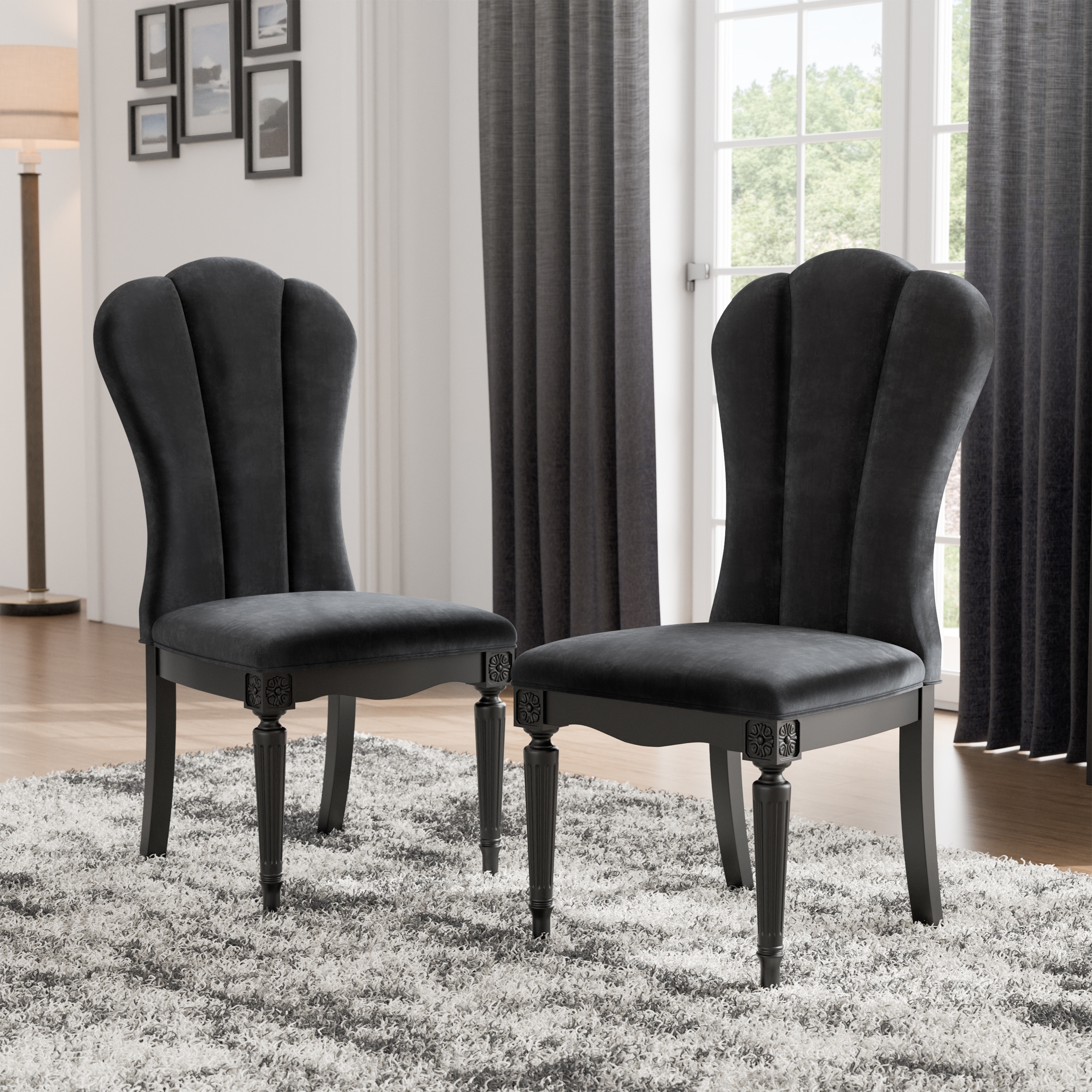 Furniture of America Seabliss Glam Solid Wood Dining Chairs (Set of 2)