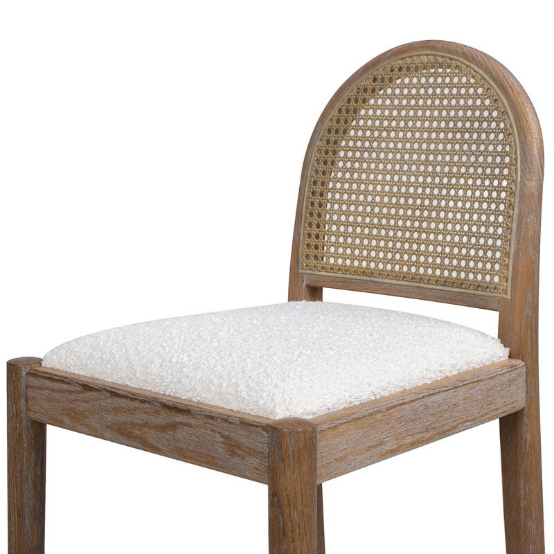 Curved Back Cane Rattan Bar Stool
