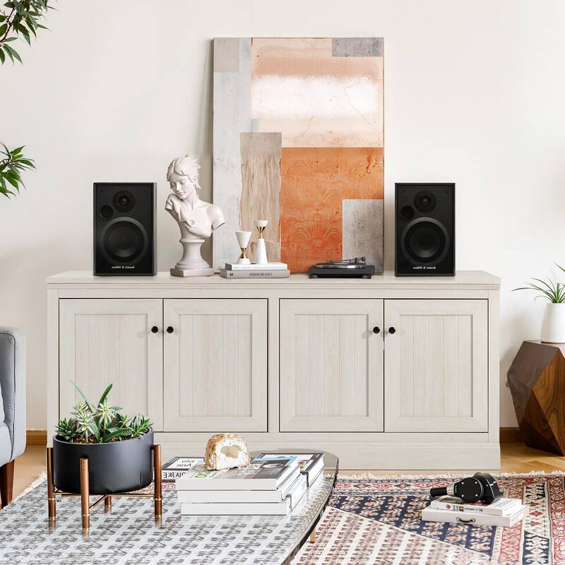 72 Inch Sideboard with Storage Cabinets, Minimalist TV Stand for Living Room, Entryway & Pantry, Dark Walnut