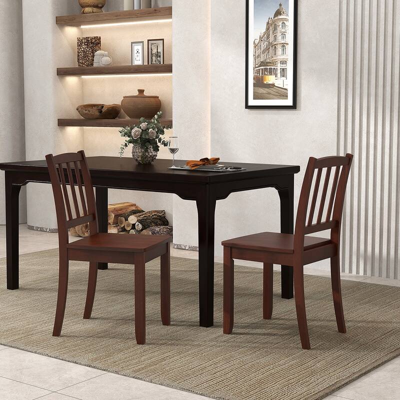 Gymax Wood Dining Chair Set of 4 w/ Rubber Wood Legs Curved Backrest