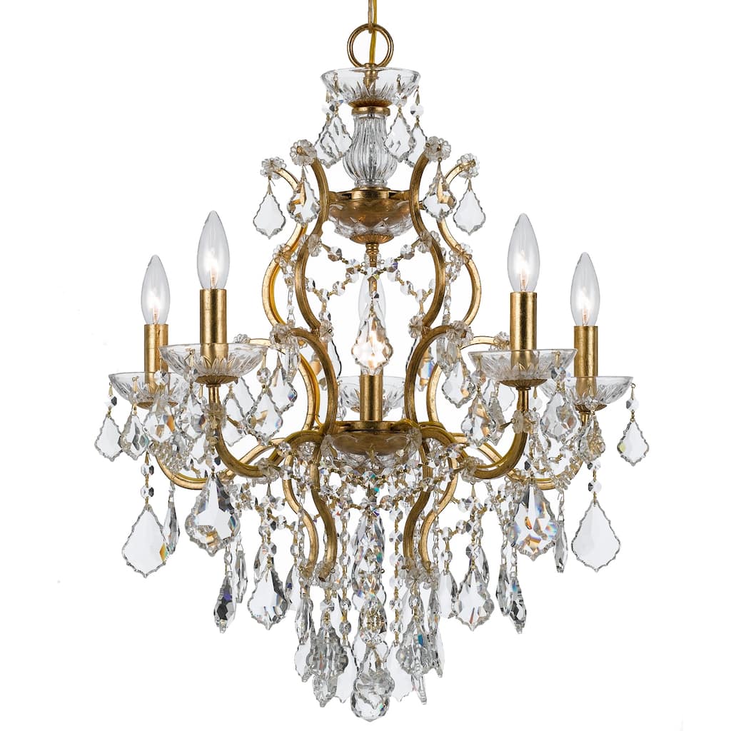 Filmore 6 Light Swarovski Strass Crystal Gold Chandelier - 23'' W x 25'' H