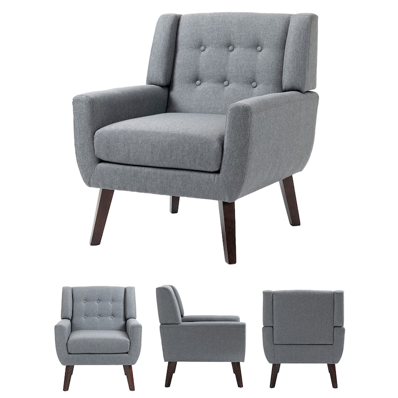 Modern Accent Chair Cotton Linen Upholstered Chair for Living Room