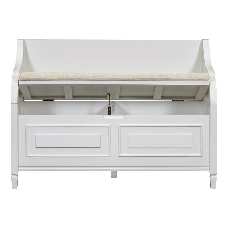 Rustic Style Solid wood Entryway Multifunctional Storage Bench with Safety Hinge