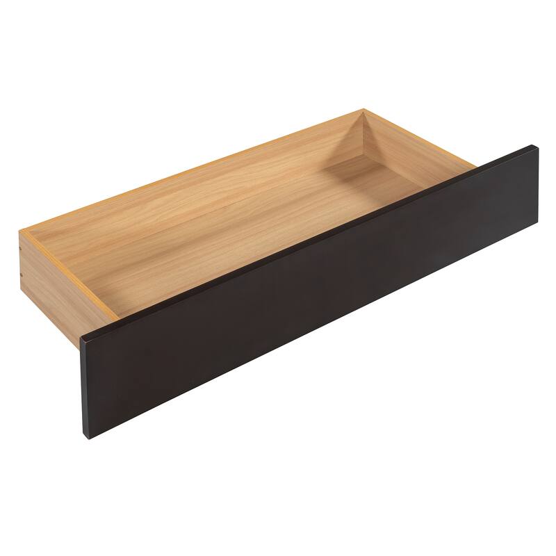 Queen Size Wooden Platform Bed with Upholstered Headboard, Solid Pinewood Storage Bed Frame with 2 Drawers and Twin-XL Trundle