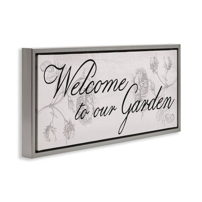 Stupell Vintage Welcome To The Garden Framed Floater Canvas Wall Art Design By Lil' Rue