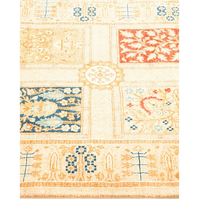 Overton Hand Knotted Wool Vintage Inspired Traditional Mogul Ivory Runner Rug - 2' 8" x 13' 1"