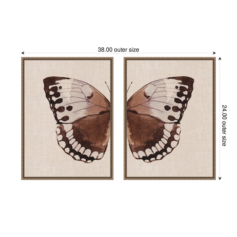 Kate and Laurel Sylvie Retro Butterfly Watercolor - 2 Piece Framed Canvas Art Set by The Creative Bunch Studio
