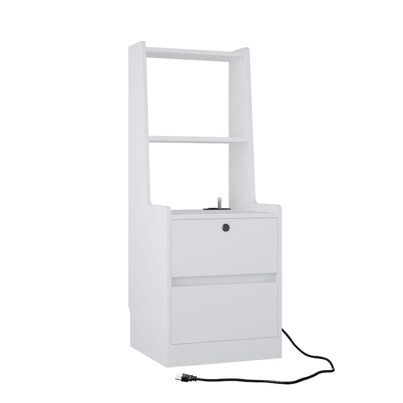 Nightstands with Charging Station,Night Light,Bookshelf (Set of 2)