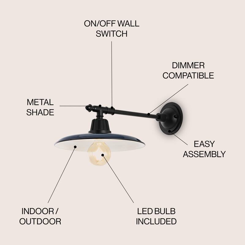 Jasper 12" Farmhouse Indoor/Outdoor LED Victorian Arm Sconce