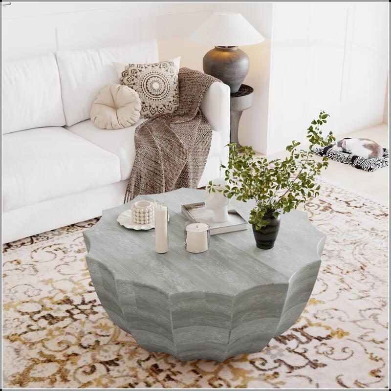 Outdoor and Indoor Waterproof Coffee Table - 35.43" - Marble white