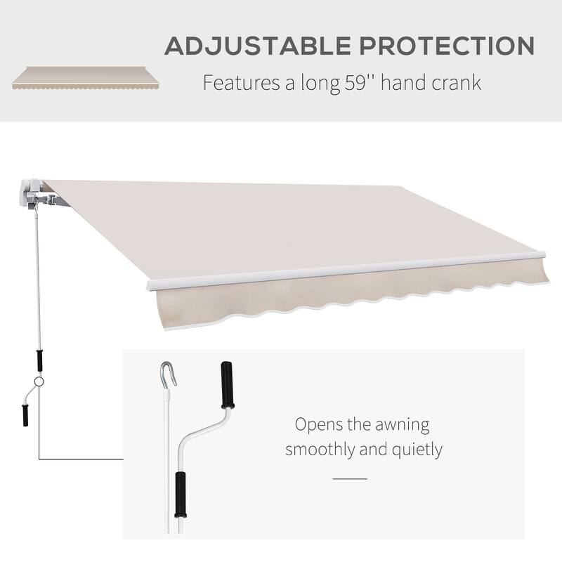 Outsunny 8' x 6.6' Patio Retractable Awning/Manual Exterior Sun Shade Deck Window Cover