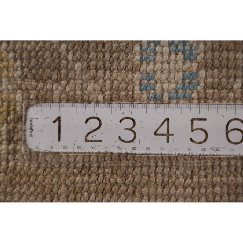 Hand Knotted Oriental 100% Wool Carpet Transitional All-Over Brown Oushak Area Rug - 12' 8'' X 8' 11''