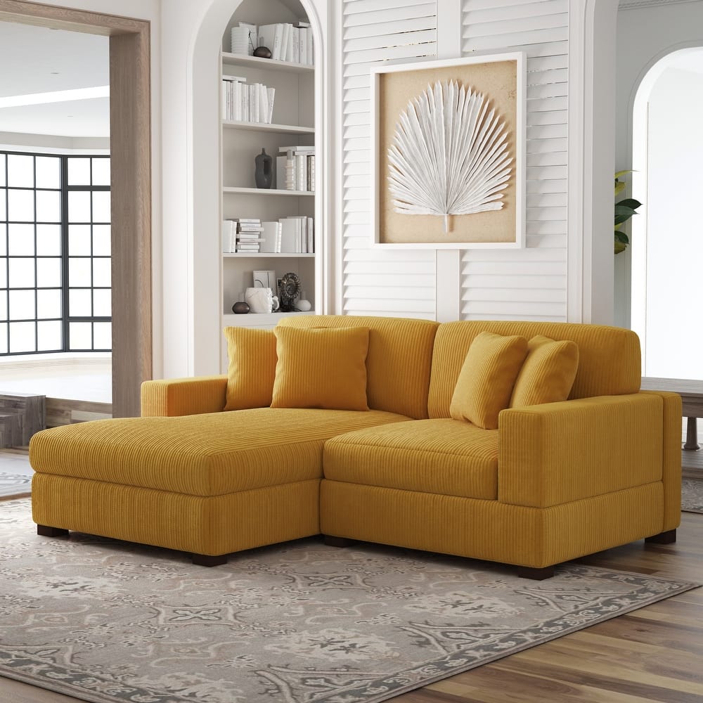 Corduroy Modular Couch Sectional Chaise Lounge Sofa