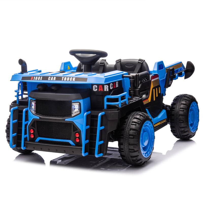 24V Two-seater Kids Ride On Electric Car W/parents control,Seat width 19.69in,E-rear dump,For Kids Aged 3+ - Blue