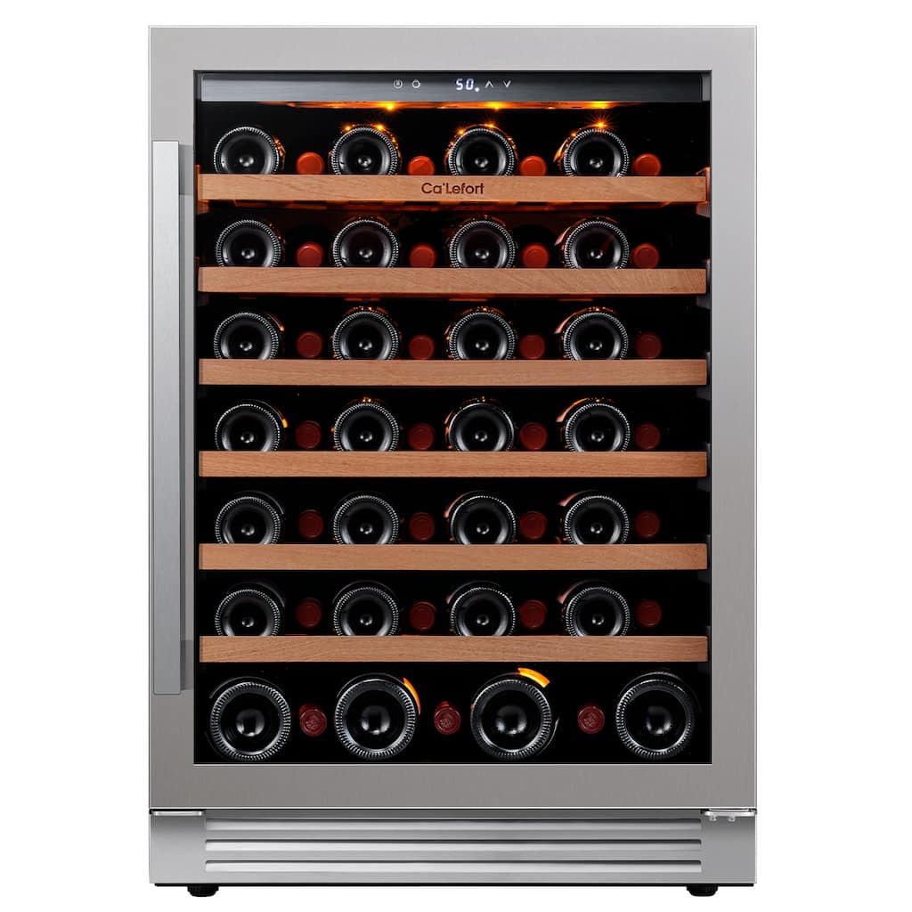 Ca'Lefort 24 inch 54 bottle Built-In Wine Cooler, Stainless Steel Compressor Wine Refrigerator