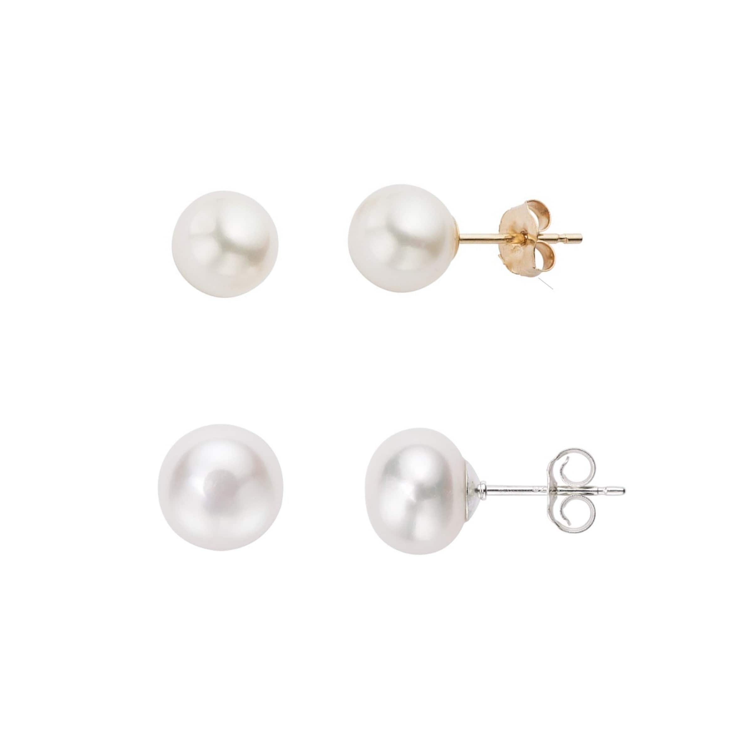 14k White Gold 4-5mm Black Button Freshwater Cultured Pearl Stud Post Earrings 