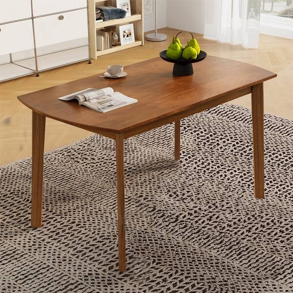 47 Inch Mid-Century Modern Dining Table - Solid Wood Rectangular ...