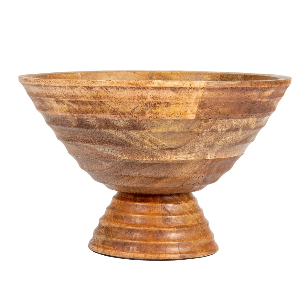 Round Mango Wood Footed Bowl