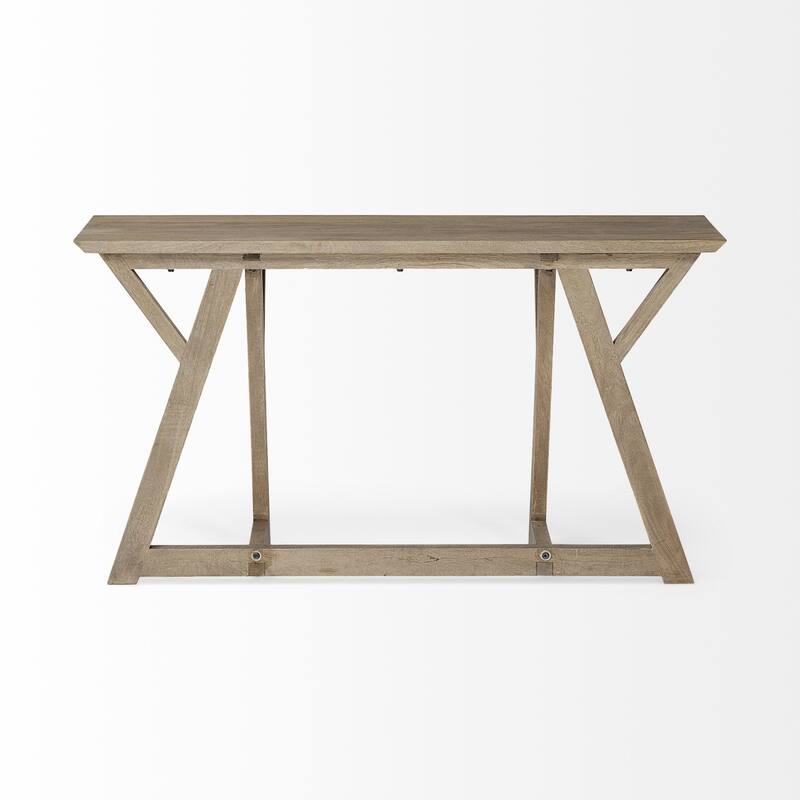 HomeRoots 16" Brown Solid Wood Trestle Console Table - 16.00 in. x 29.50 in. x 54.00 in.