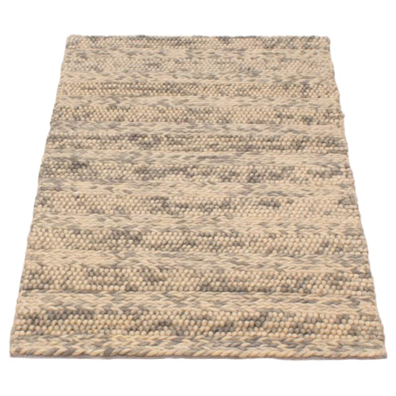 ECARPETGALLERY Braid weave Sienna Grey Wool Rug - 3'3 x 5'1