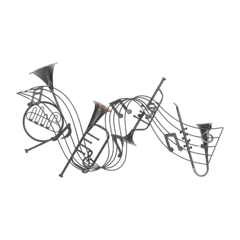 Brown Metal Musical Notes Home Wall Decor with Trumpets